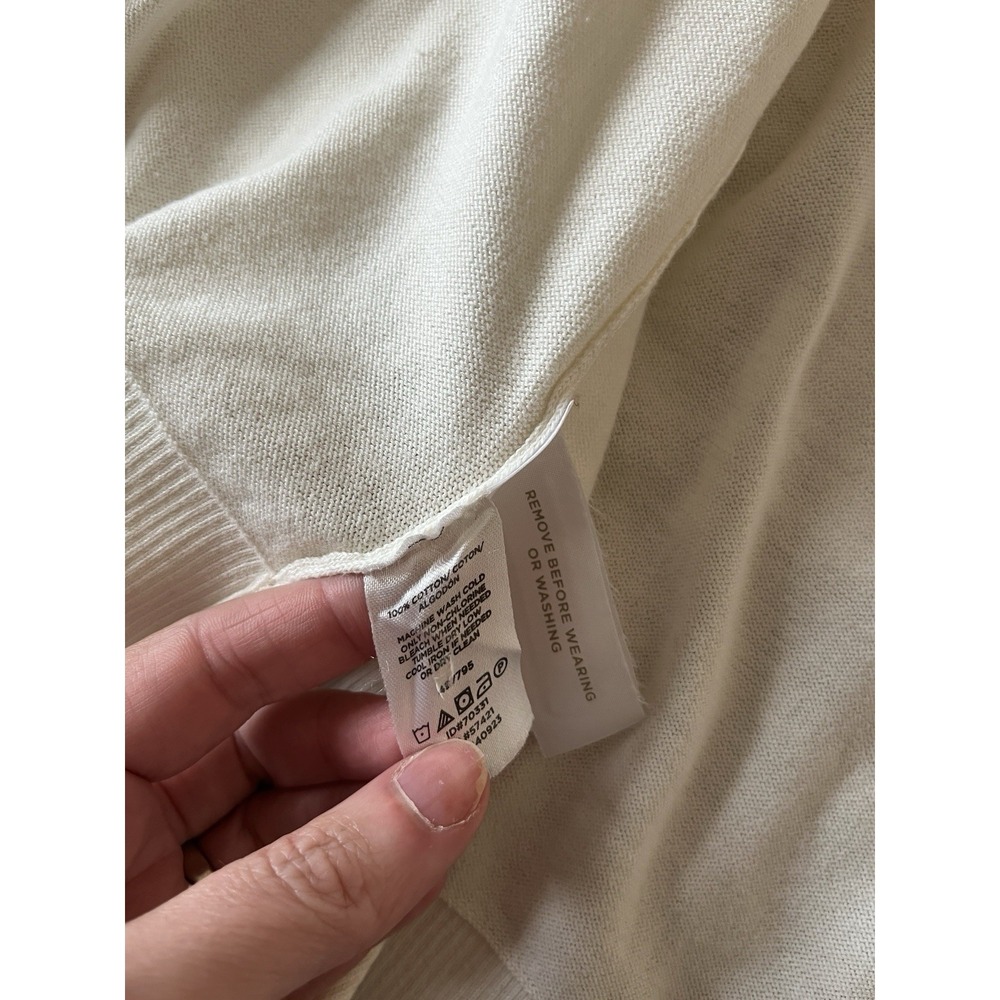 [LOFT] Signature Cardigan in Winter White- 100% Cotton Classic Old Money Medium - Picture 2 of 8